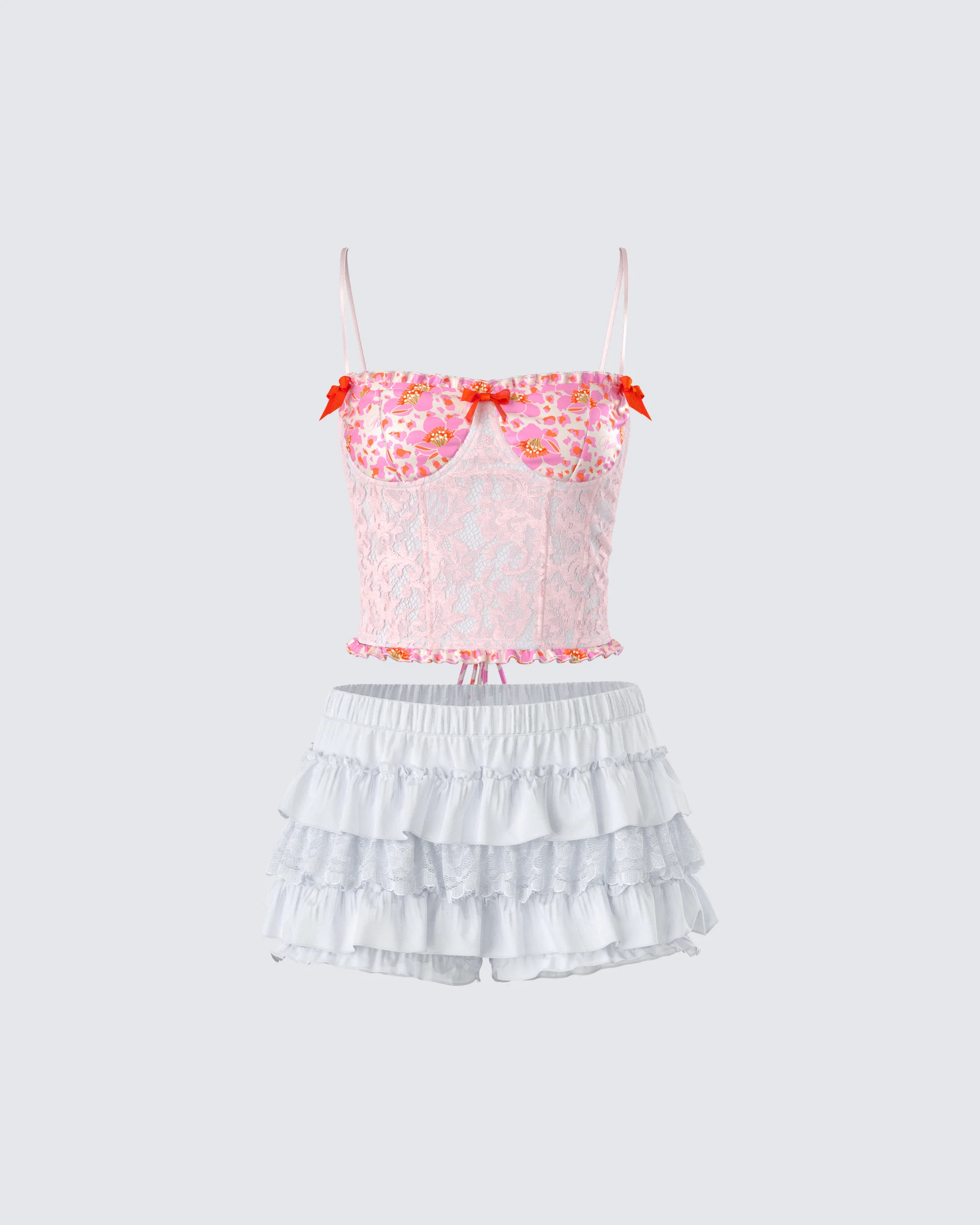 Multi Colored Ruffles Lace Ana Ruffle & Lace Set - FINESSE