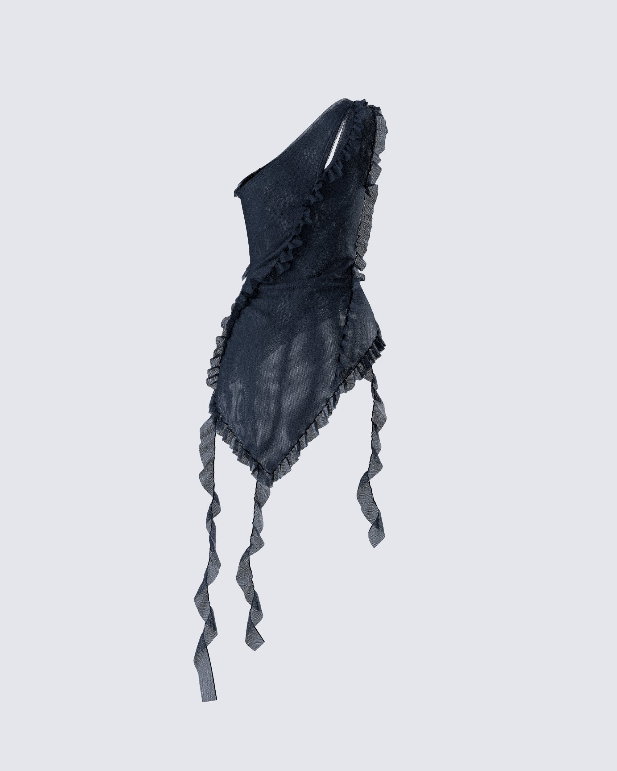 Mini Ruffle Mesh Tops Ekaterina Black Mesh Ruffle Top - FINESSE